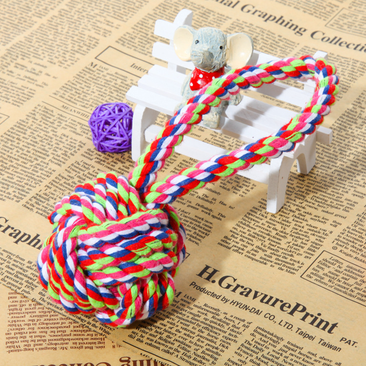 Comercio exterior al por mayor cuerda de mordida de perro dientes molares bola de mano mascotas juguetes de una sola oreja bola de algodón de Navidad juguetes para mascotas