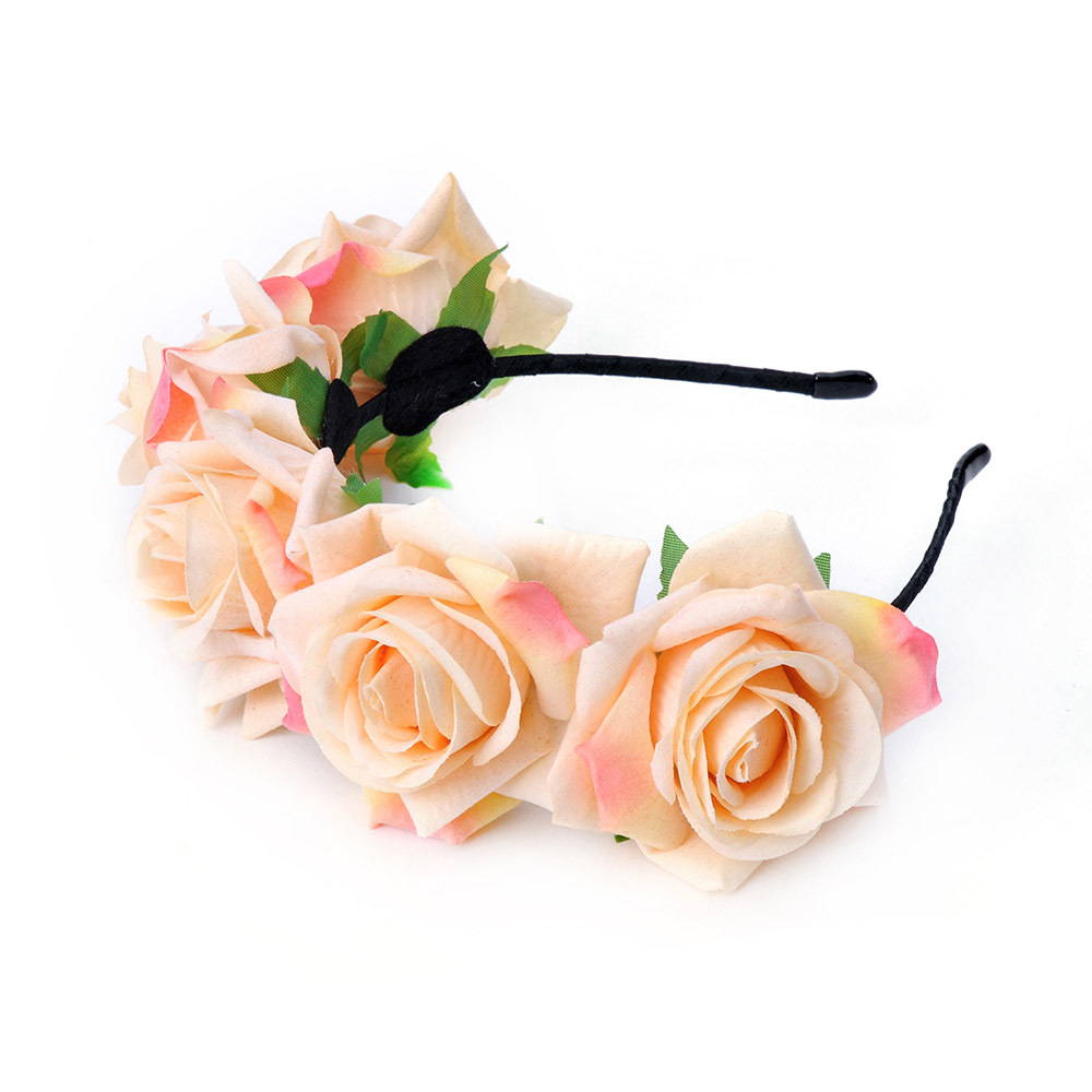 Du Xiang joyería 7cm franela Rosa flor artificial diadema Garland tocado flor eterna horquilla accesorios para el cabello