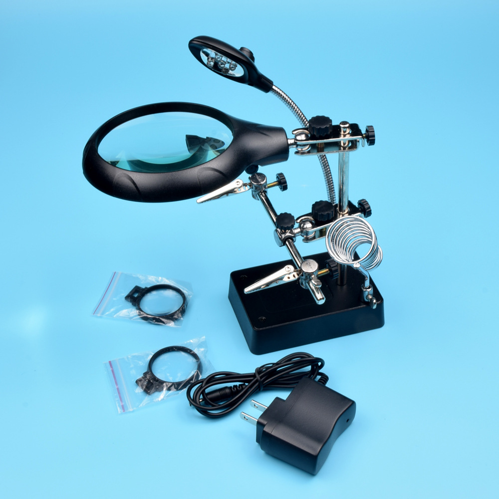 出口型 LED灯照明辅助放大镜 支架式多功能放大镜 台式放大镜