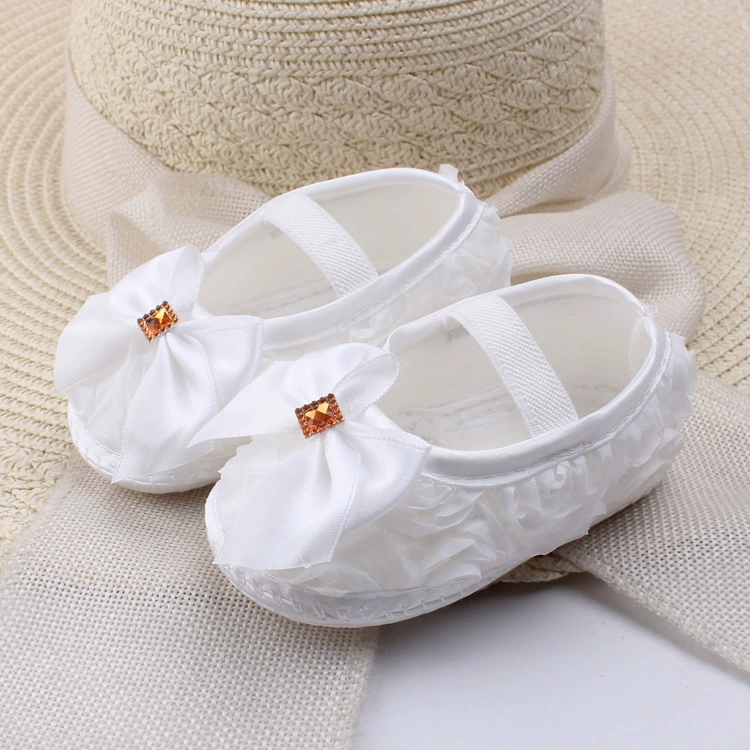 Non-slip cute footwear girl's for early age with bow, children's shoes for princess, soft sole