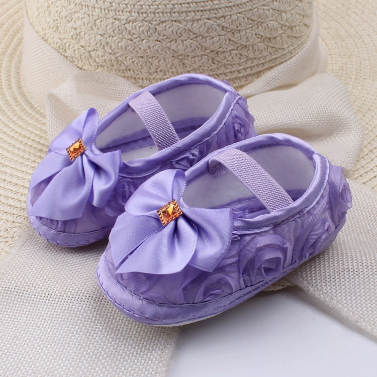 Non-slip cute footwear girl's for early age with bow, children's shoes for princess, soft sole