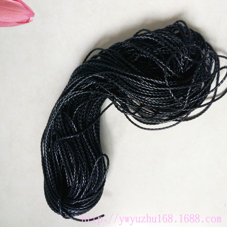 4mm粗pu皮皮绳 黑色编织绳 4股手链绳 麻花绳 DIY饰品配件 批发