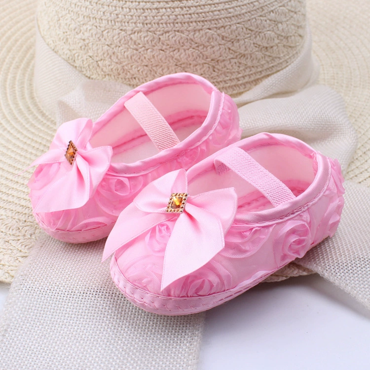 Non-slip cute footwear girl's for early age with bow, children's shoes for princess, soft sole