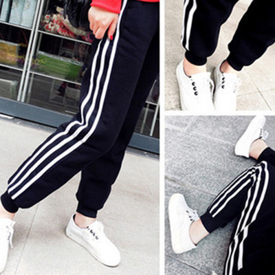 Spring and Summer New Three-Stripe Cuffed Sweatpants for Students, Thin Harajuku Style Striped Jogger Casual Long Pants for Women, Trendy