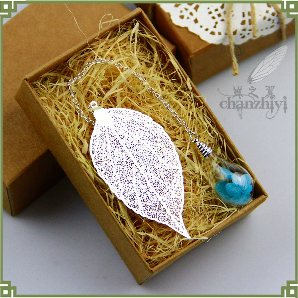 Китайский стиль полый лист вены закладки студент творческий изысканный лист завод позолоченный Вечный цветок закладки металла оптом