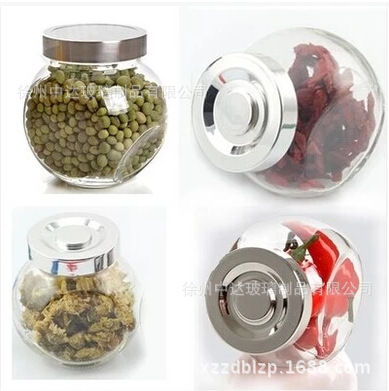 批发50克黑枸杞玻璃瓶子创意花茶瓶扁鼓密封玻璃罐储物收纳瓶