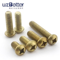 Brass screw, copper coin machine screw, copper round head cross screw, copper disc head screw, copper bolt M6GB818, original copper color