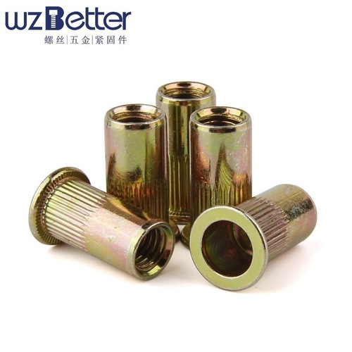 Rivet nut semi-hexagonal rivet nut flat head vertical rivet nut knurled pull nut M3-M12 stainless steel color zinc