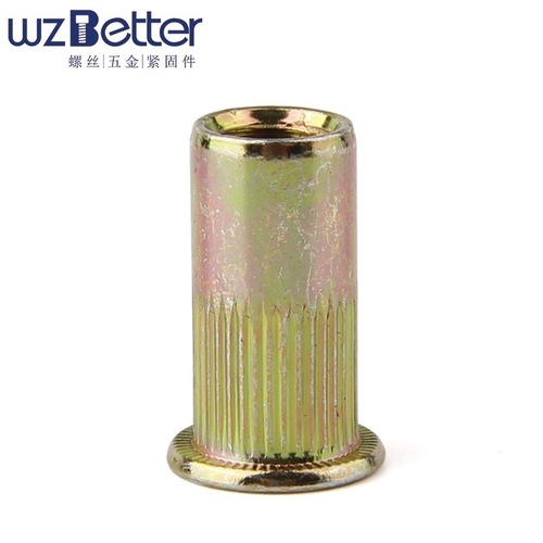 Rivet nut semi-hexagonal rivet nut flat head vertical rivet nut knurled pull nut M3-M12 stainless steel color zinc