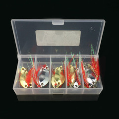 Wheeled 13-Piece Braid Hair Micro Lure Fish Mouth Shiny Plate Set, Gold and Silver Color Spoon Shaped Casting Spoon for Cross-border E-commerce