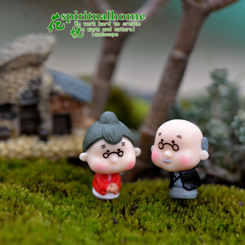 Phụ Kiện Terrarium Ông bà bên nhau, tiểu cảnh resin mini, trang trí cây rêu và chậu cây DIY (z-CJ-984)