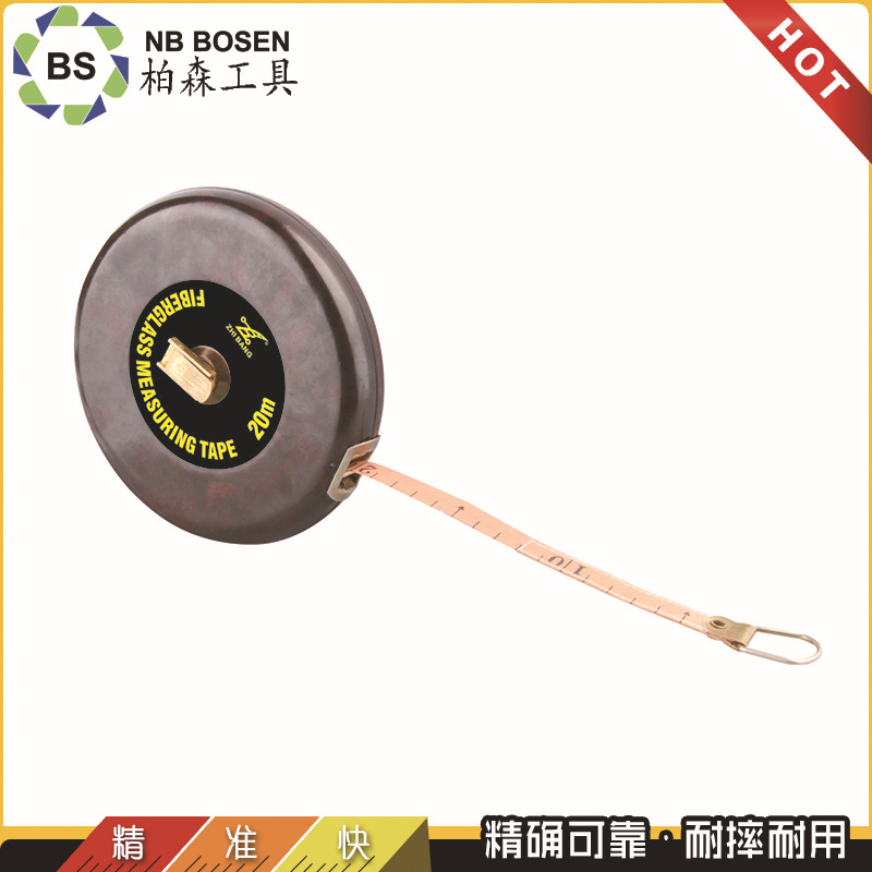 厂家批发20m30m50m圆盘形手摇建筑工地测量泼水不进韧纤维软尺