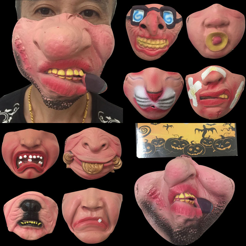 Halloween bar fiesta suministros mascarada máscara de rendimiento látex media cara máscara rendimiento divertido látex carretera