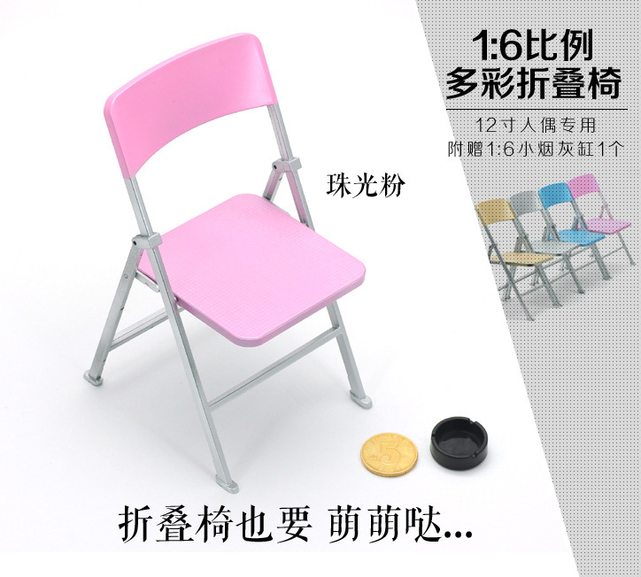 1:6 Dollhouse accesorios Dollhouse mini colorido silla plegable modelo simulación vida escena silla