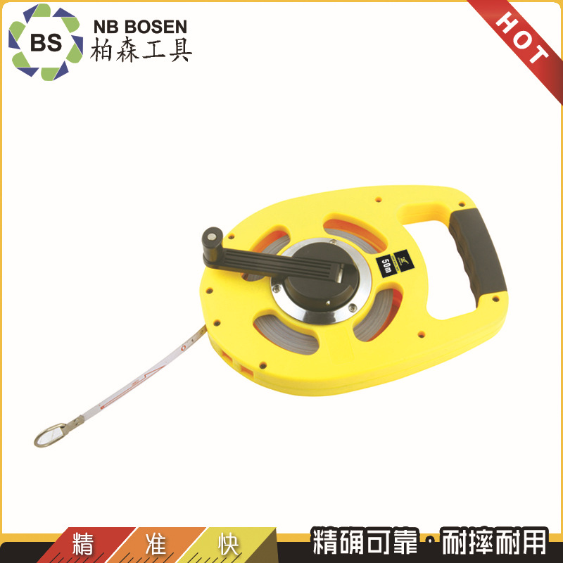 厂家批发30/50/100米高强度手摇手提式架子钢卷尺
