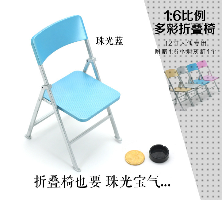 1:6 Dollhouse accesorios Dollhouse mini colorido silla plegable modelo simulación vida escena silla