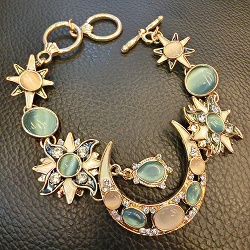 Bohemian fashion star Sun Opal Moon Sun Diamond Girl bracelet