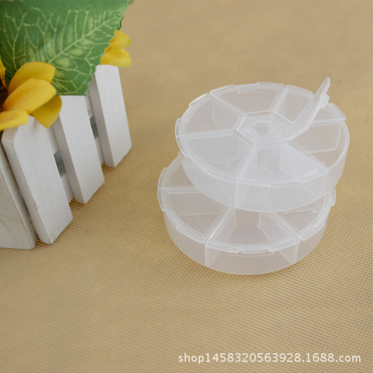 6 grid fixed round box transparent plastic storage box electronic component box jewelry accessories parts small box