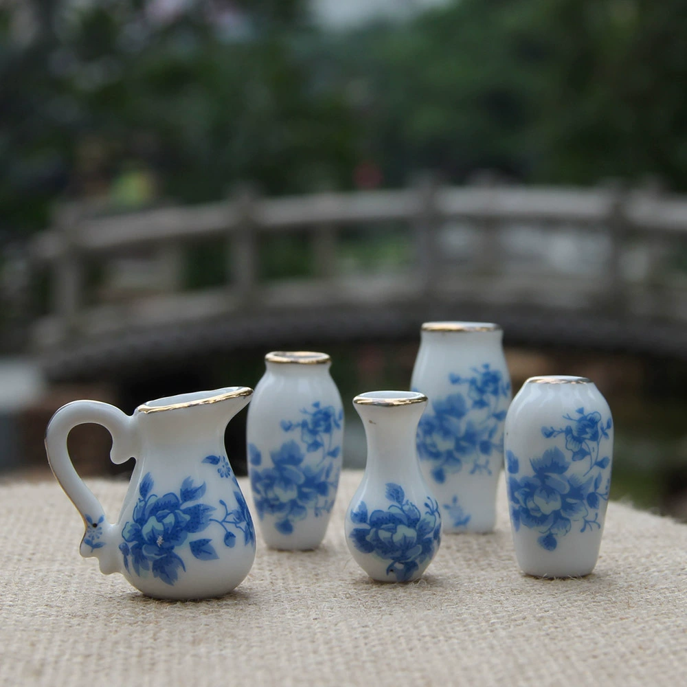 Цзиндэчжэнь Керамика Античная Сине-белая фарфоровая ваза золотой край украшения Ремесло