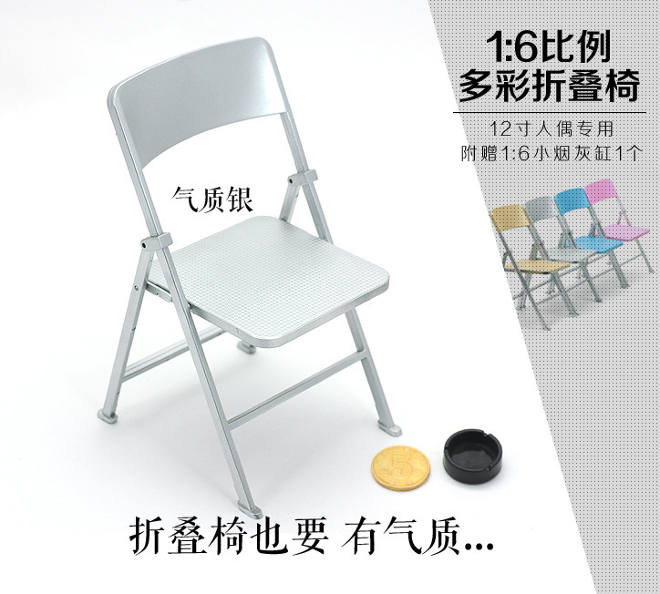 1:6 Dollhouse accesorios Dollhouse mini colorido silla plegable modelo simulación vida escena silla