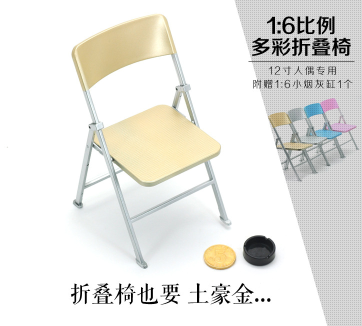 1:6 Dollhouse accesorios Dollhouse mini colorido silla plegable modelo simulación vida escena silla