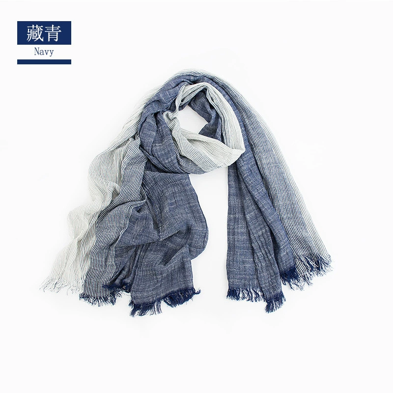 Autumn scarf, thin cloak with tassels, cotton and linen, sun protection