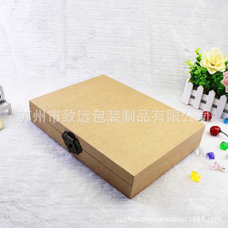 致远 批发复古盒子 个性牛皮纸怀旧精装纸盒 带锁盒 高品质礼品盒