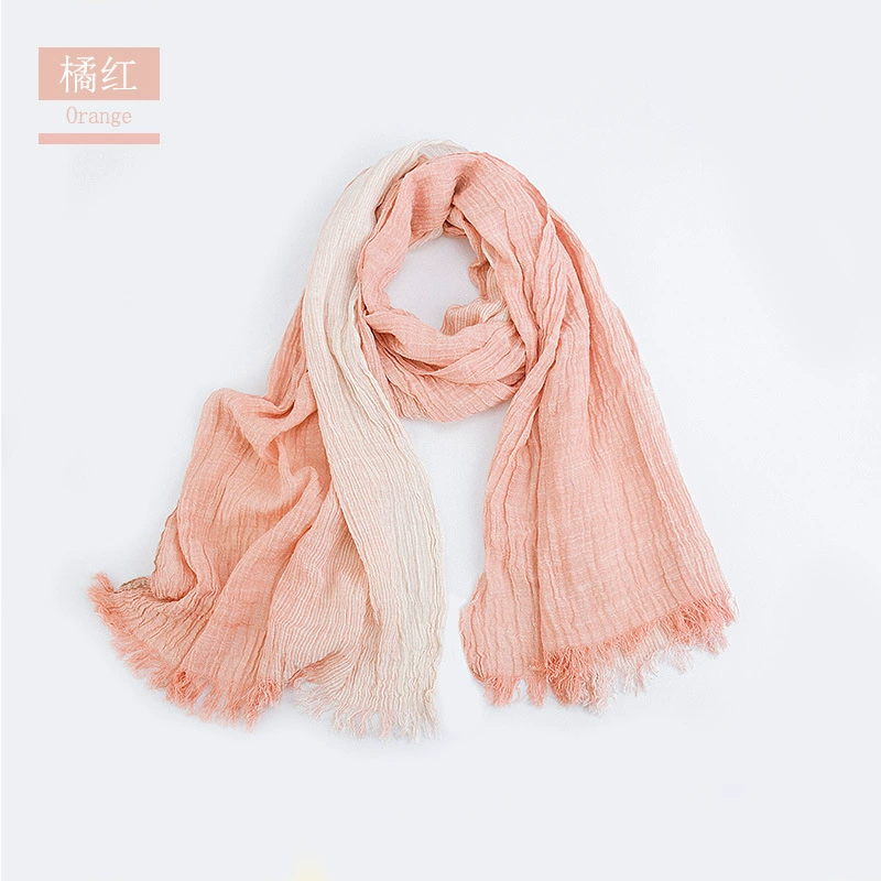 Autumn scarf, thin cloak with tassels, cotton and linen, sun protection