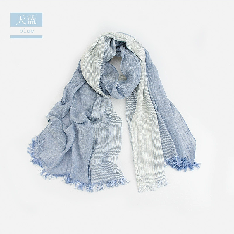 Autumn scarf, thin cloak with tassels, cotton and linen, sun protection