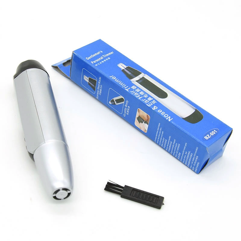 Триммер для волос в носу, электрический триммер для волос в носу с сухой батареей для мужчин и женщин, автоматический триммер для волос в ушах и носу из нержавеющей стали, 50 г