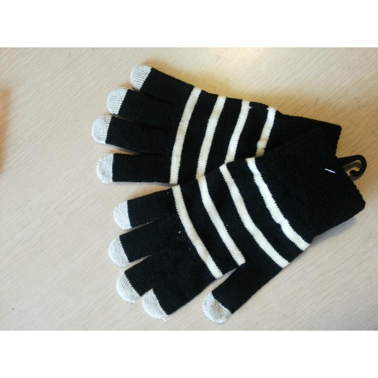 Shun Zun que hace punto fábrica envío gratuito cinco dedo táctil pantalla del teléfono móvil guantes acrílico doble color rayado pantalla táctil magia guantes