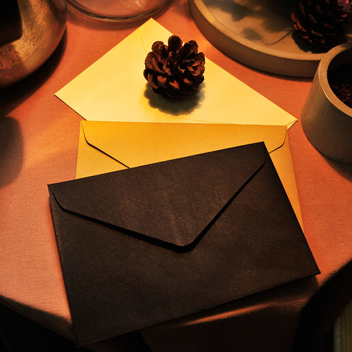 Muguang Fire Paint Envelope Black Envelope Simple Creative Blank Retro Kraft Paper Envelope Postcard Storage Envelope