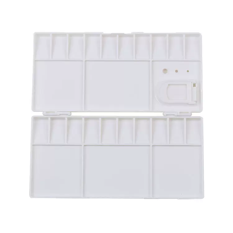 厂家直销水粉国画调色盘 RD-25方形白色调色盒 塑料翻盖调色板