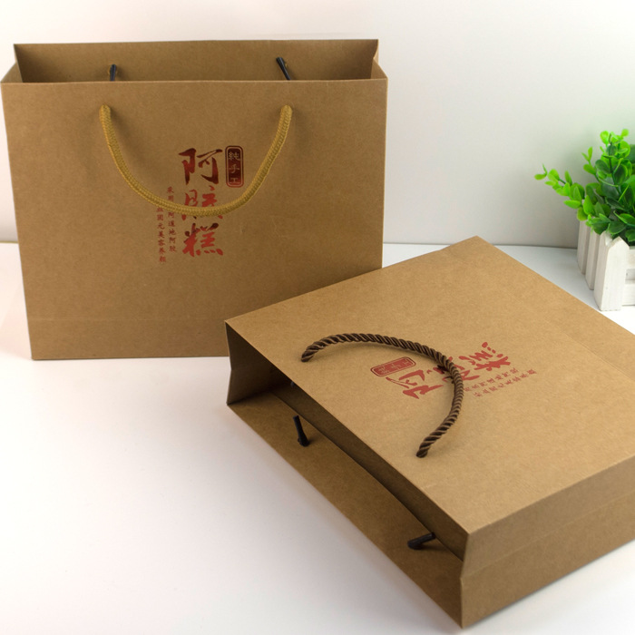 阿胶糕包装盒手提袋 固元膏包装盒手提袋 阿胶糕牛皮纸手提