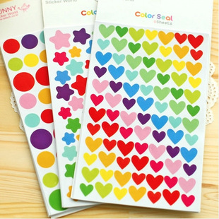 T Korean Rainbow Colorful DIY Album Decoration Dot Love Star Paper Sticker Hand Account Diary Mobile Phone Sticker