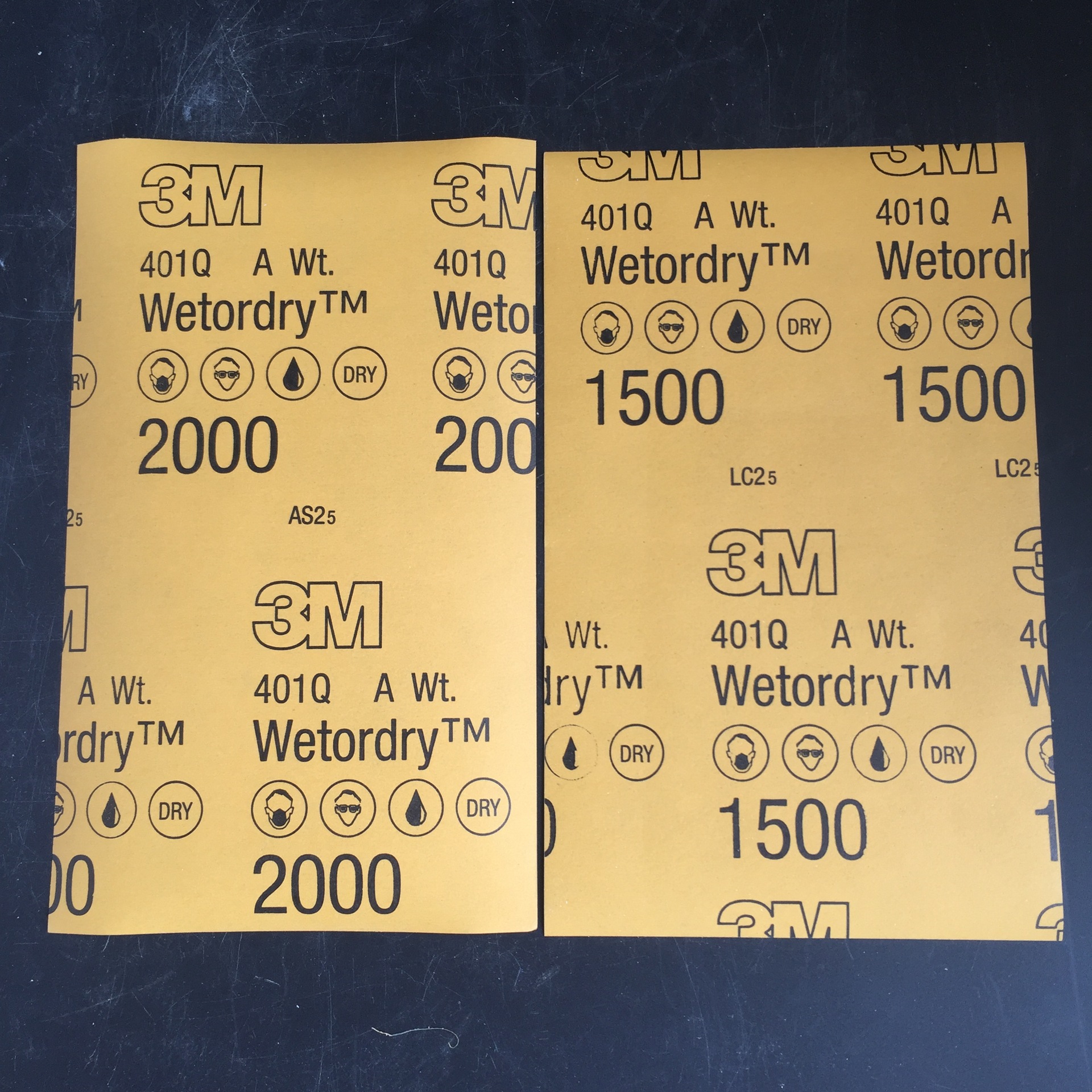 原装3M401Q水砂纸 漆面玻璃抛光汽车打磨美容沙皮2000目1500号