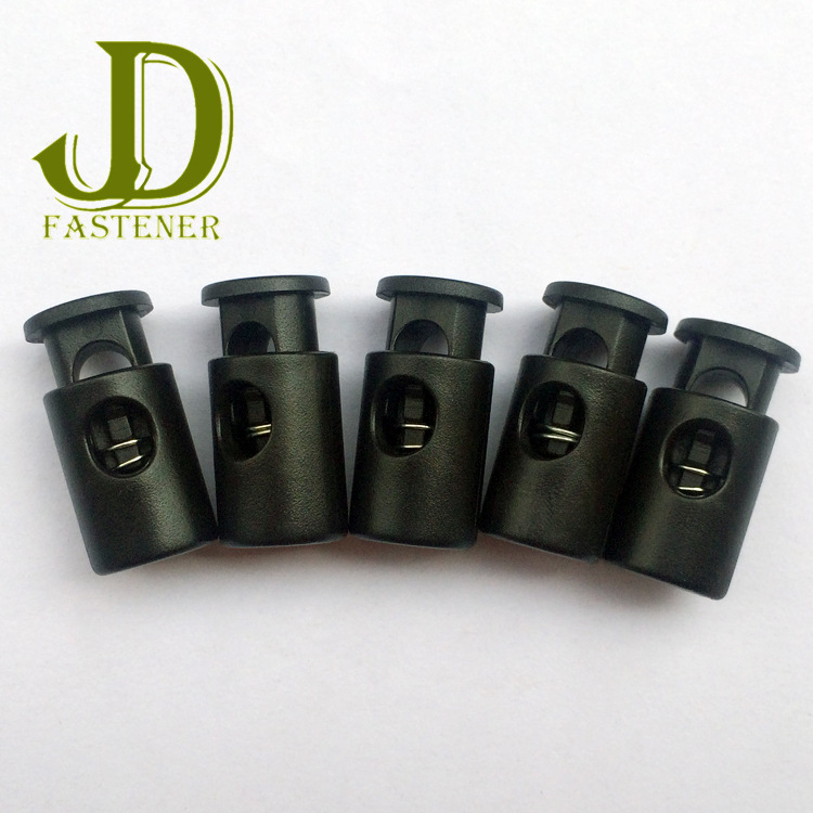 弹簧帽束卡扣塑料绳扣按式黑色圆形调节扣服饰箱包配件