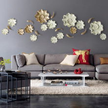 跨境批发树脂墙壁挂饰荷叶墙饰玄关壁饰背景墙上挂件客厅墙面装饰