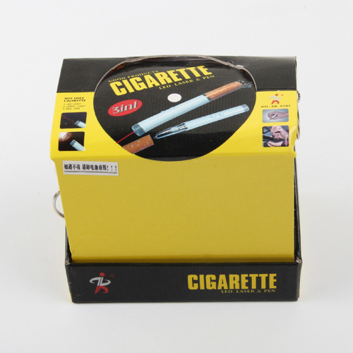 Manufacturer wholesale simulation cigarette creative LED laser mini flashlight keychain key accessory pendant 9107