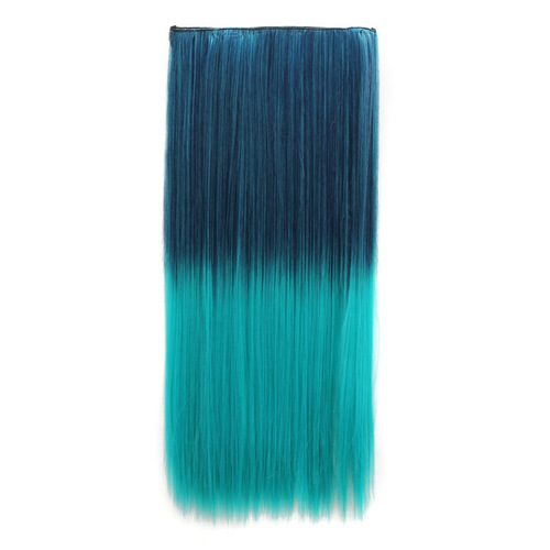 Wig piece, colorful gradient five-card wig piece, long straight hair one-piece hair extension piece, clip-in hair extension piece
