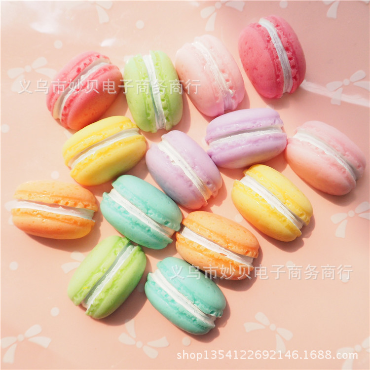 Food and Play Half-Faced Macaron DIY Cream Mobile Phone Case Material Artificial Resin Macaron Kidsren's Headwear Accessories