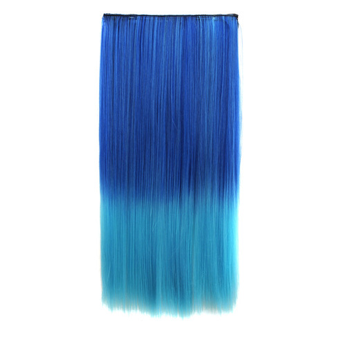 Wig piece, colorful gradient five-card wig piece, long straight hair one-piece hair extension piece, clip-in hair extension piece