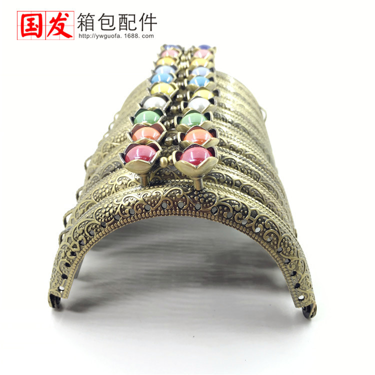 8.5Cm semicircular en relieve cabeza de loto oro (lado plano) bronce DIY común 13 colores opcionales 0125 - GT