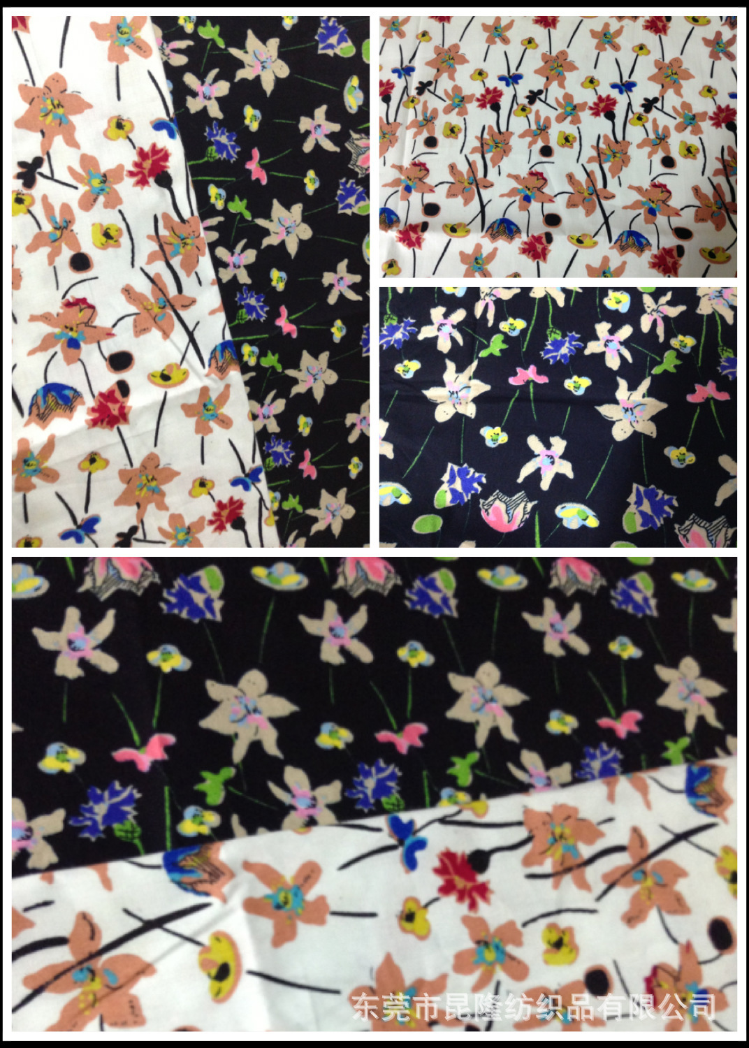 全棉印花布小清新简单荷花府绸印花 小碎花印花连衣裙服