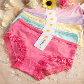 017 竹纤维女士内裤 莫代尔女士三角内裤 蕾丝内裤批发