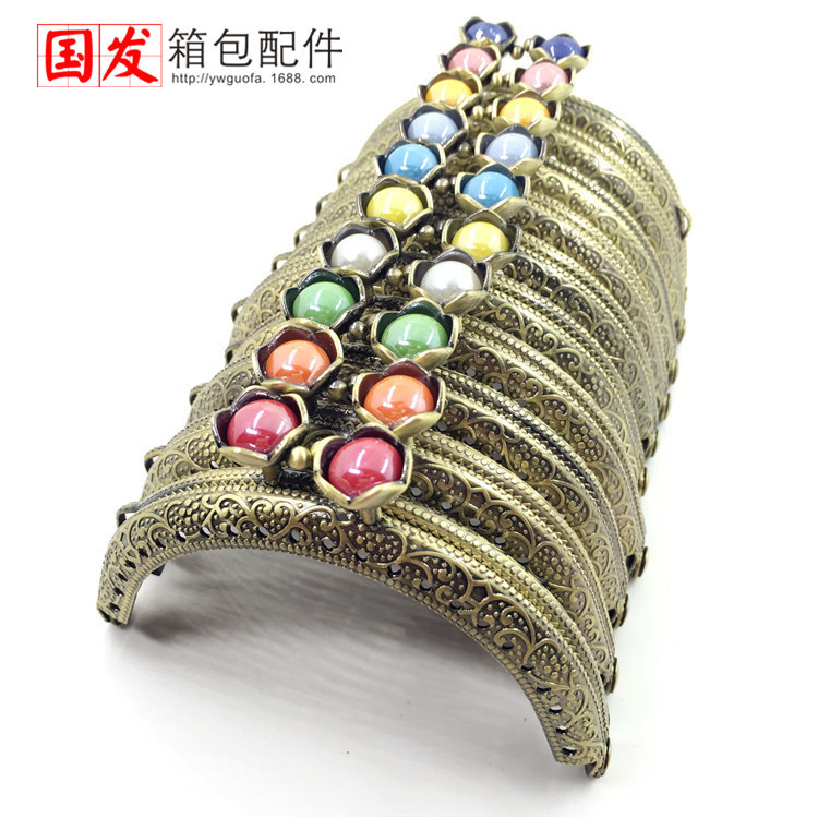 8.5Cm semicircular en relieve cabeza de loto oro (lado plano) bronce DIY común 13 colores opcionales 0125 - GT