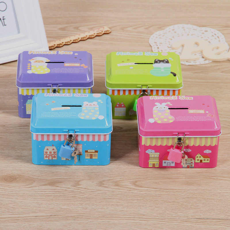 厂家儿童创意马口铁储蓄罐存钱罐卡通收纳盒糖果罐小礼品批发