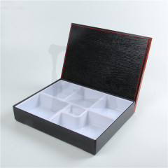 耐高溫中號日式餐盒白色6格內膽木紋蓋便當盒套餐盒飯盒