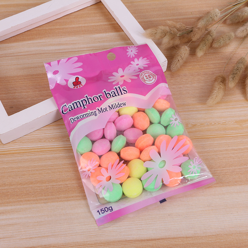OUKOU樟脑丸防臭球衣柜衣橱除臭芳香150克批发彩色袋外贸薄荷