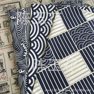 淘宝热卖！全棉印花斜纹棉布料 日本和风青海波海浪 和服浴衣床品